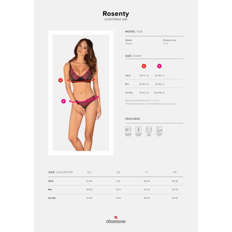Rosenty 2-pcs crotchless set  M/L