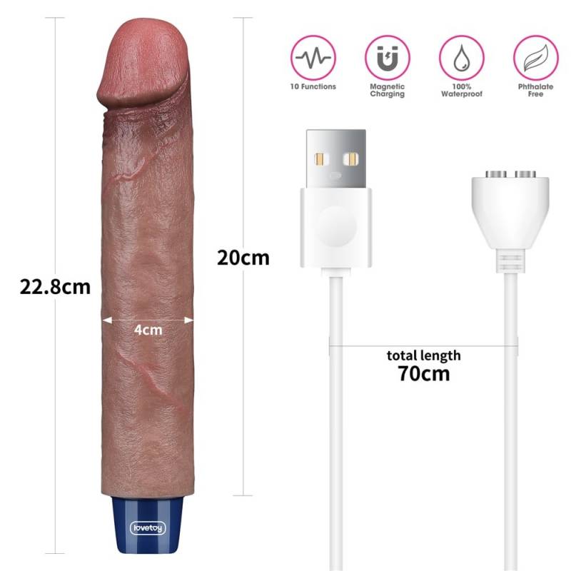 9 REAL SOFTEE Rechargeable Silicone Vibrating Dildo"