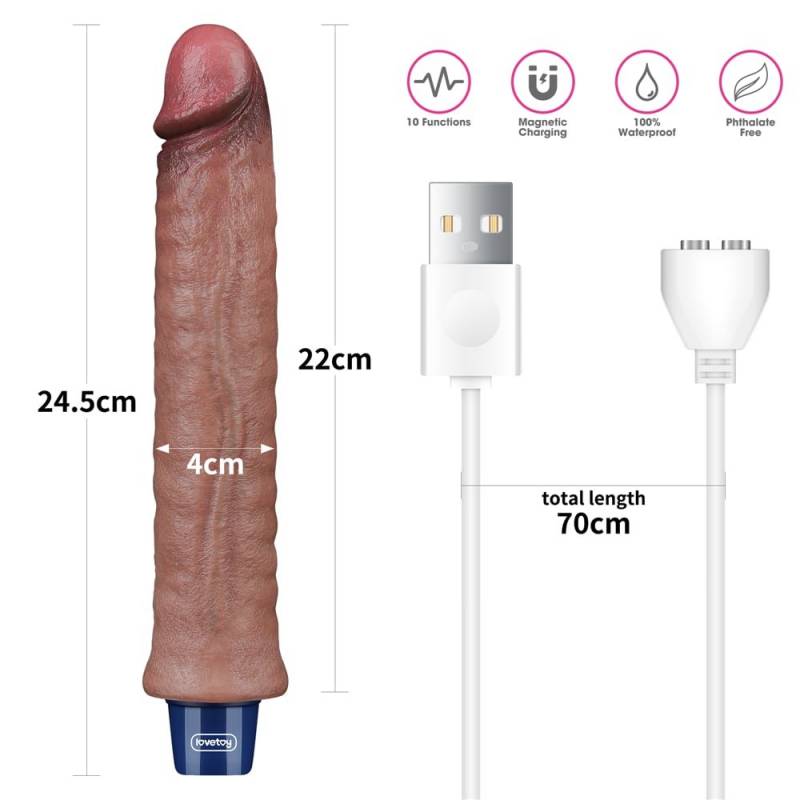 9.5 REAL SOFTEE Rechargeable Silicone Vibrating Dildo"