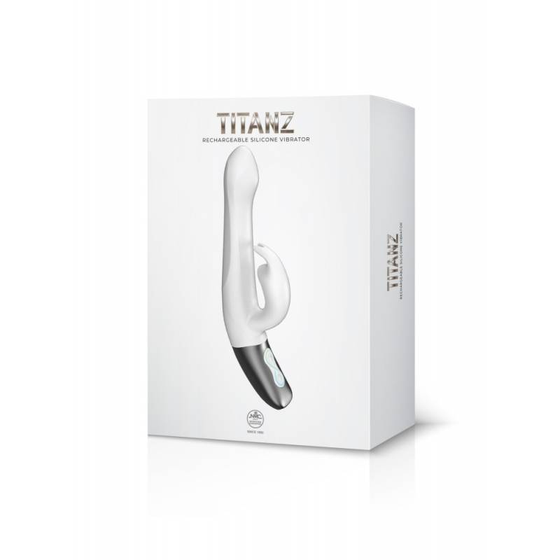 TITANZ 8.5 SILICONE RECHARGEABLE VIBRATOR IN IVORY WHITE"