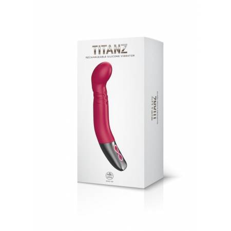TITANZ 8 SILICONE RECHARGEABLE VIBRATOR IN PINK"