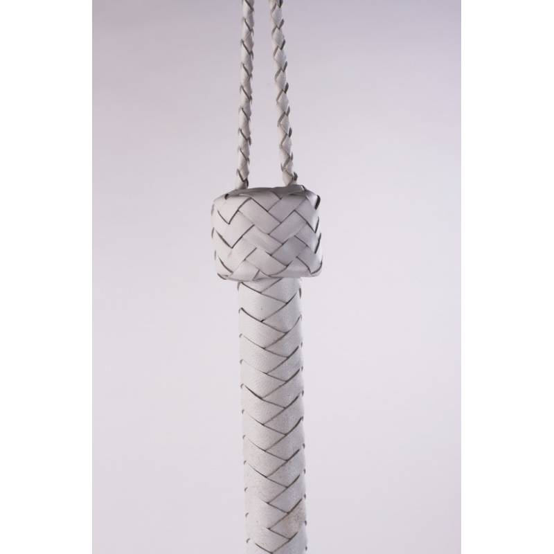 Kid Handle Kid Leather Braided Tails White
