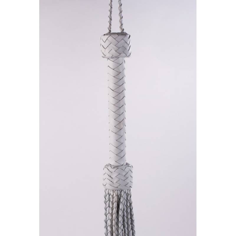 Kid Handle Kid Leather Braided Tails White