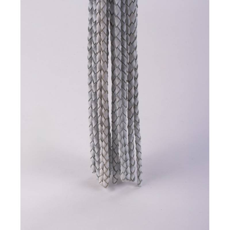 Kid Handle Kid Leather Braided Tails White
