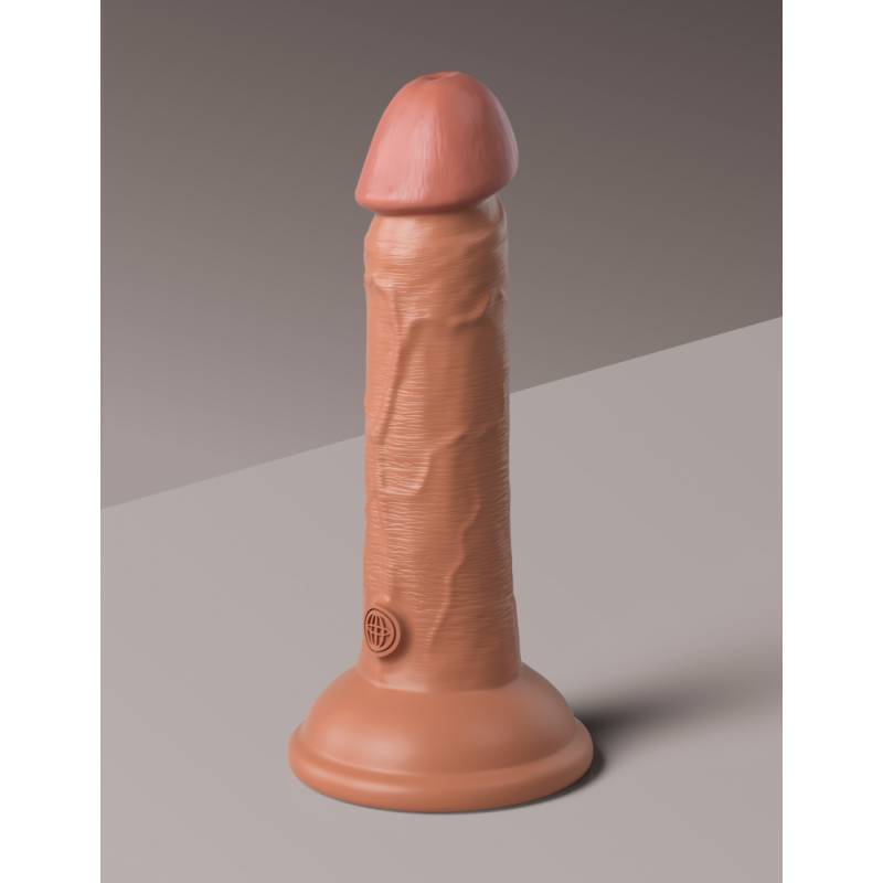 6 Dual Density Vibrating Silicone Cock  Tan"