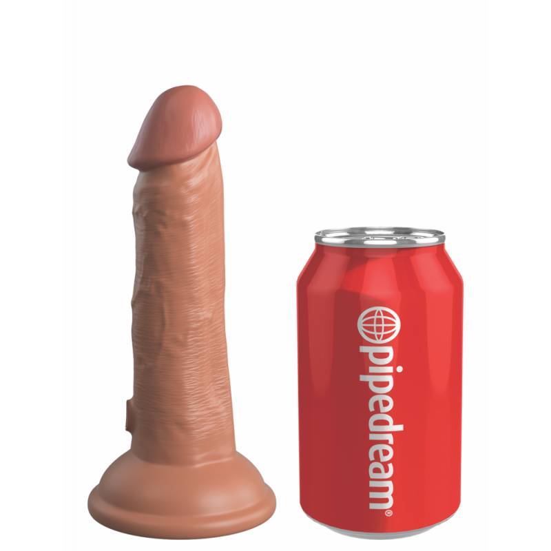 6 Dual Density Vibrating Silicone Cock  Tan"