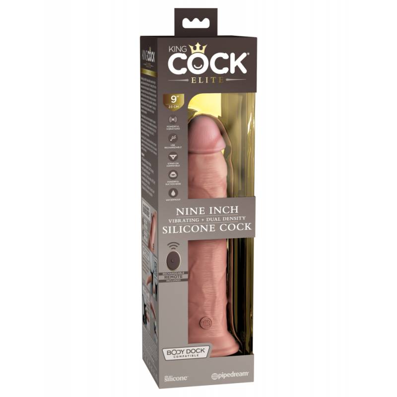 9 Dual Density Vibrating Silicone Cock with Remote  Light"
