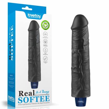 9.5 REAL SOFTEE Rechargeable Vibrating Dildo(Black)"