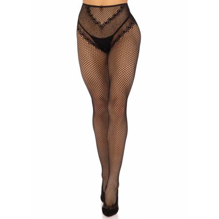 Crotchless backseam tights O/S - black