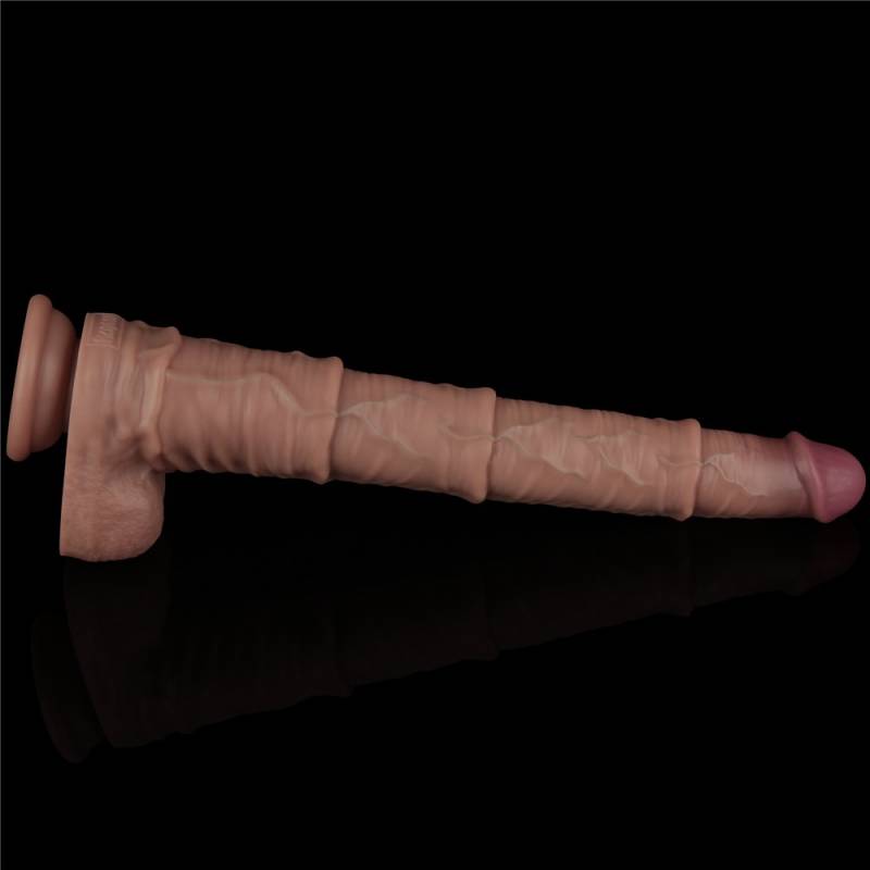 16'' Dual Layered Bendable Silicone Cock XXL(Flesh)