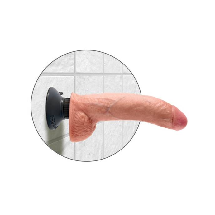 King Cock 9 inch Vibrating Cock With Balls  Flesh